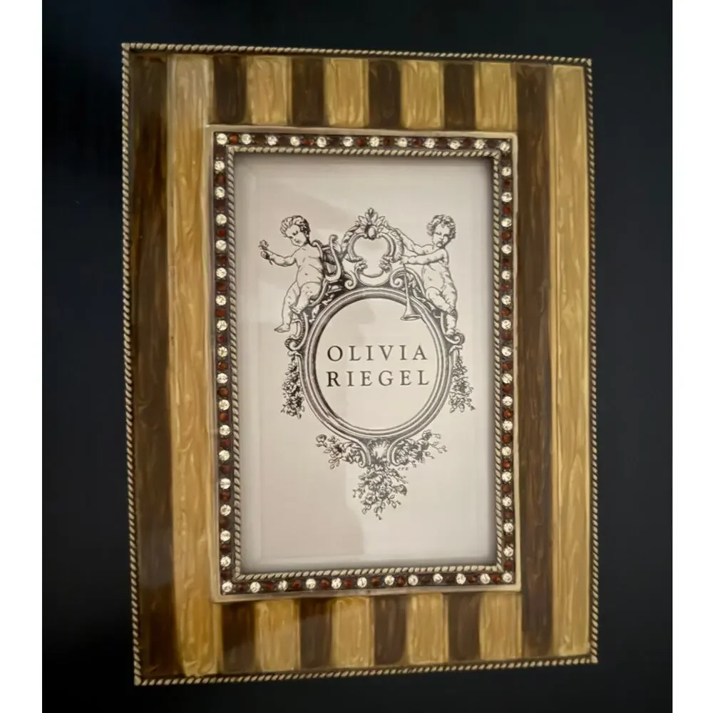 Olivia Riegel Gold & Brown Striped Crystal Picture Frame 4x6